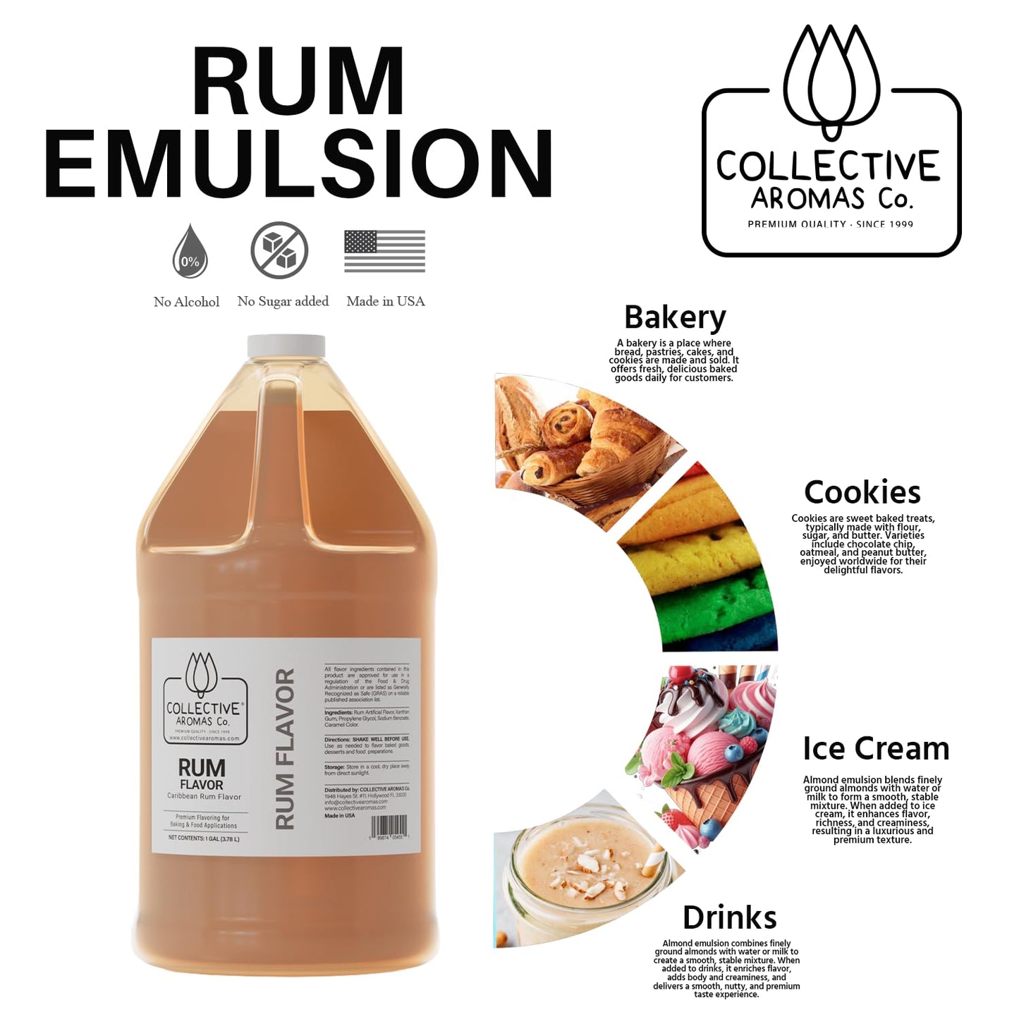 Caribbean Rum Flavoring Emulsion for Baking - 1 Gallon